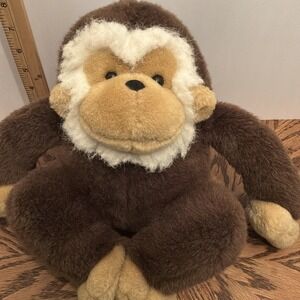 Hugfun International Brown Gorilla Plush Stuffed Animal‎ White Mane 10 inch 3167